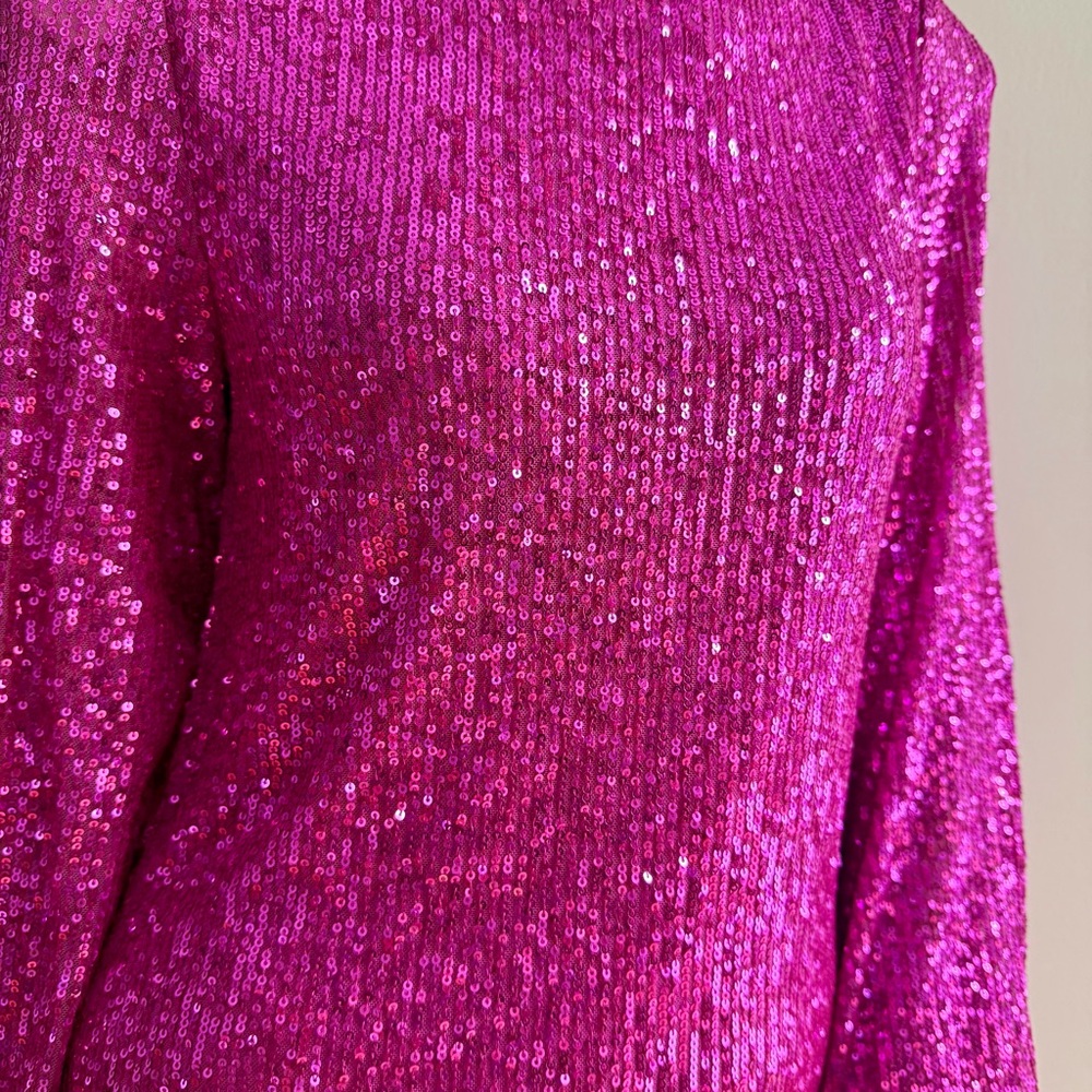 NWT BETSEY JOHNSON DOLOREAN MINI Pink Sequin Dress - S - Picture 7 of 15